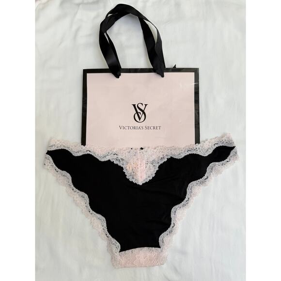 NWT Victoria’s Secret Vintage Dream Angels Satin Sheer Cheekini Panty Black XS - Picture 2 of 5